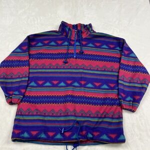 First Run Fleece Pullover Unisex Medium Purple Aztec Geometric Quarter Zip 0014